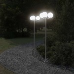 vidaXL Lămpi exterioare de podea 2 buc argintiu 215 cm oțel inoxidabil vidaXL Lămpi exterioare de podea 2 buc argintiu 215 cm oțel inoxidabil