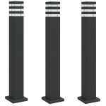 vidaXL Lămpi de podea de exterior, 3 buc., negru, 80 cm, aluminiu vidaXL Lămpi de podea de exterior, 3 buc., negru, 80 cm, aluminiu