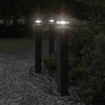 vidaXL Lămpi de podea de exterior, 3 buc., negru, 80 cm, aluminiu vidaXL Lămpi de podea de exterior, 3 buc., negru, 80 cm, aluminiu
