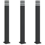 vidaXL Lămpi de podea de exterior, 3 buc., negru, 110 cm, aluminiu vidaXL Lămpi de podea de exterior, 3 buc., negru, 110 cm, aluminiu