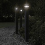 vidaXL Lămpi de podea de exterior, 3 buc., negru, 110 cm, aluminiu vidaXL Lămpi de podea de exterior, 3 buc., negru, 110 cm, aluminiu