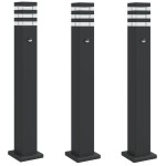 vidaXL Lămpi podea exterior cu senzor, 3 buc., negru, 80 cm, aluminiu vidaXL Lămpi podea exterior cu senzor, 3 buc., negru, 80 cm, aluminiu