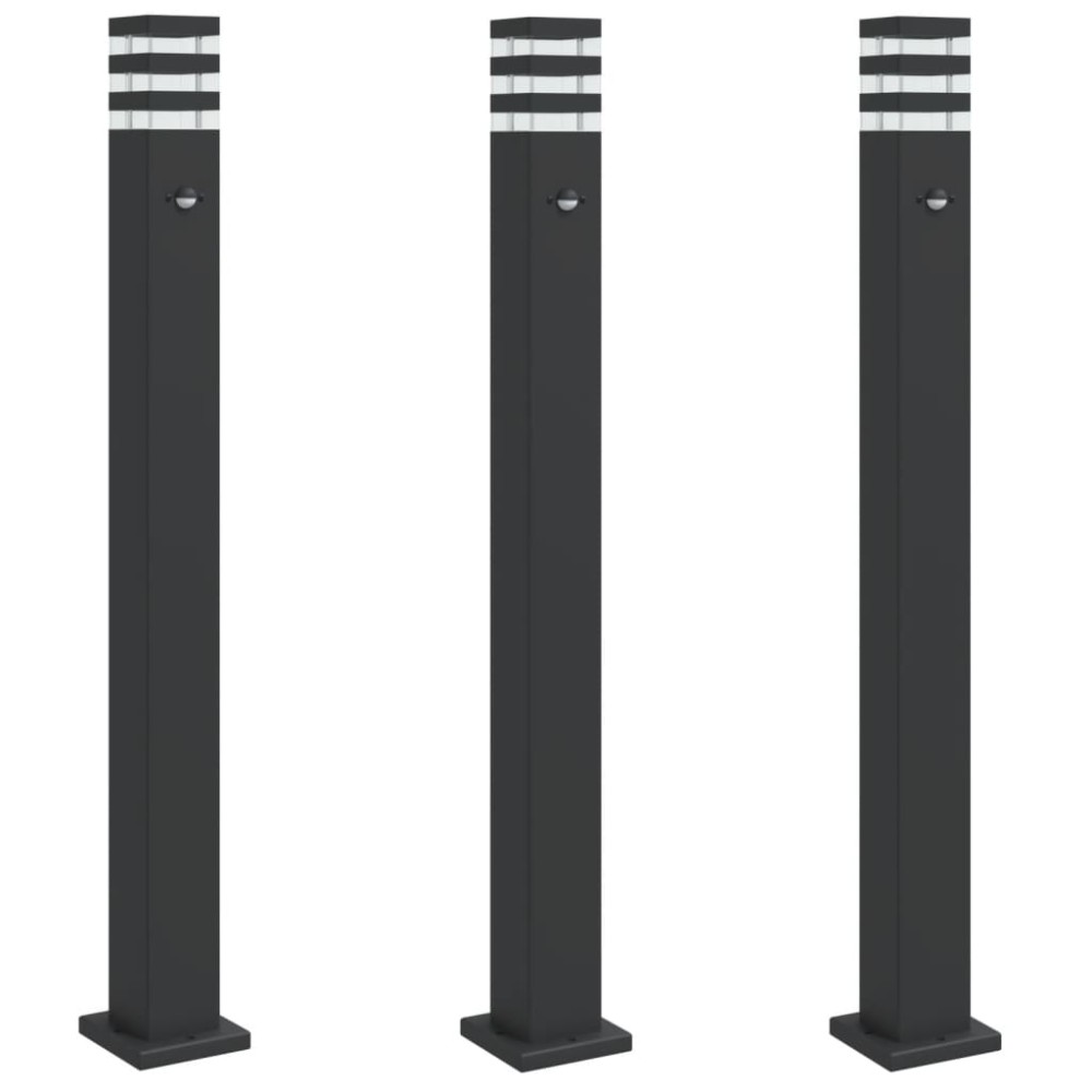 vidaXL Lampă exterioară de podea cu senzor, negru, 110 cm, aluminiu