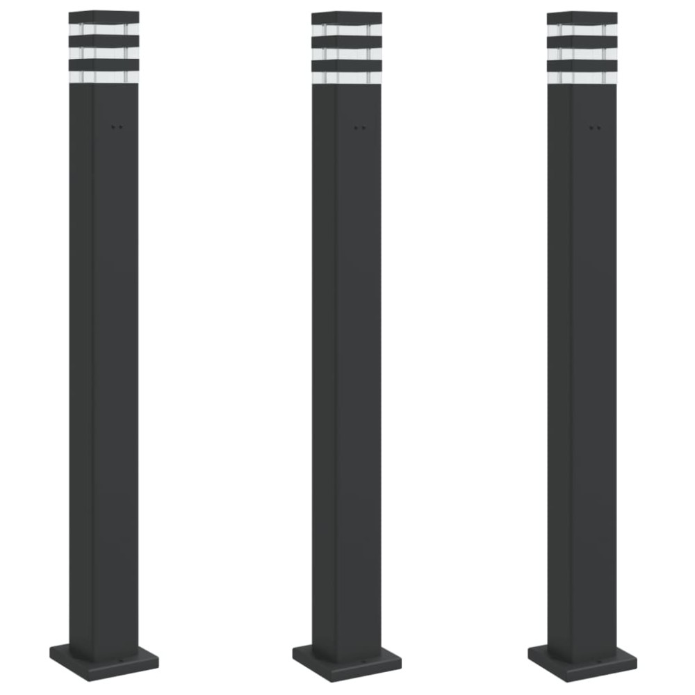 vidaXL Lămpi exterioare de podea cu priză 3 buc. negru 110 cm aluminiu