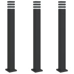 vidaXL Lămpi exterioare de podea cu priză 3 buc. negru 110 cm aluminiu vidaXL Lămpi exterioare de podea cu priză 3 buc. negru 110 cm aluminiu
