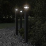 vidaXL Lămpi exterioare de podea cu priză 3 buc. negru 110 cm aluminiu vidaXL Lămpi exterioare de podea cu priză 3 buc. negru 110 cm aluminiu