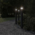 vidaXL Lămpi exterioare de podea cu priză 3 buc. negru 110 cm aluminiu vidaXL Lămpi exterioare de podea cu priză 3 buc. negru 110 cm aluminiu