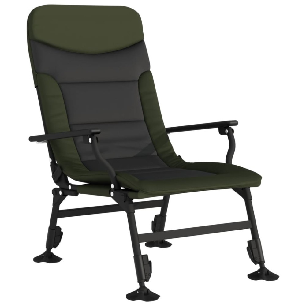 vidaXL Scaun de pescuit cu cotieră, pliabil, verde
