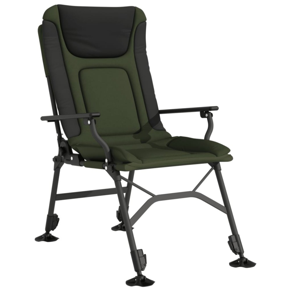 vidaXL Scaun de pescuit cu cotieră, pliabil, verde