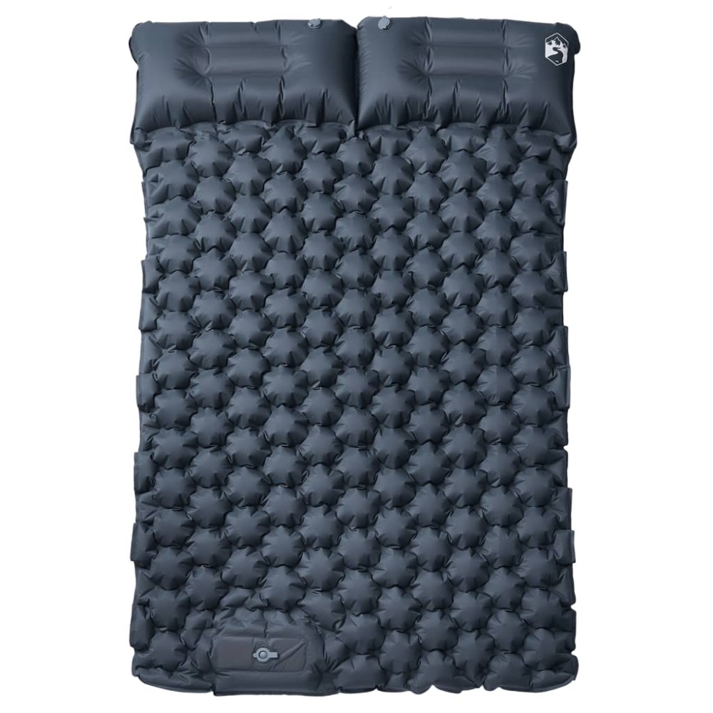 vidaXL Saltea de camping auto-gonflabilă, cu perne, 2 persoane, gri