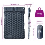 vidaXL Saltea de camping auto-gonflabilă, cu perne, 2 persoane, gri