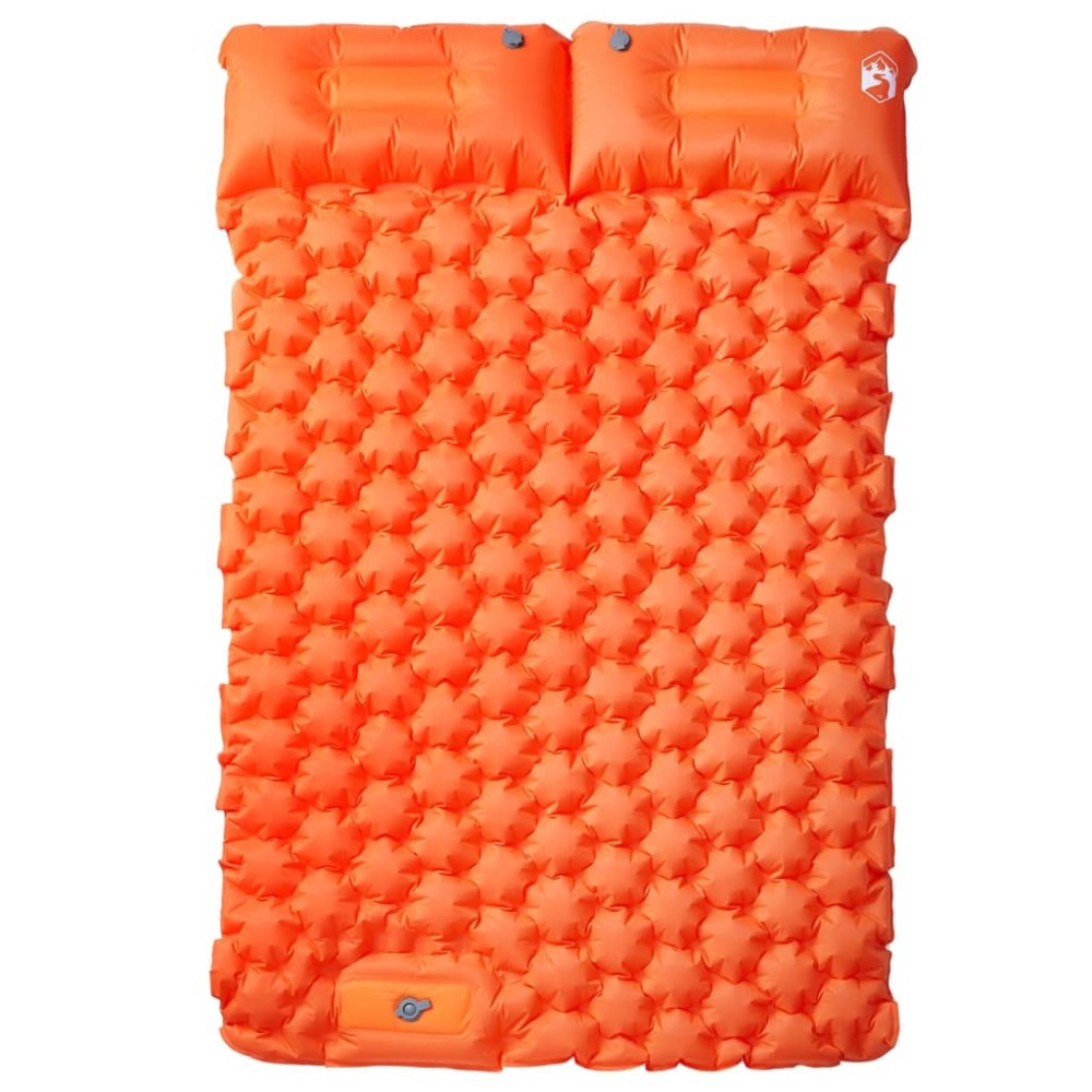 vidaXL Saltea camping auto-gonflabilă cu perne, 2 persoane, portocaliu