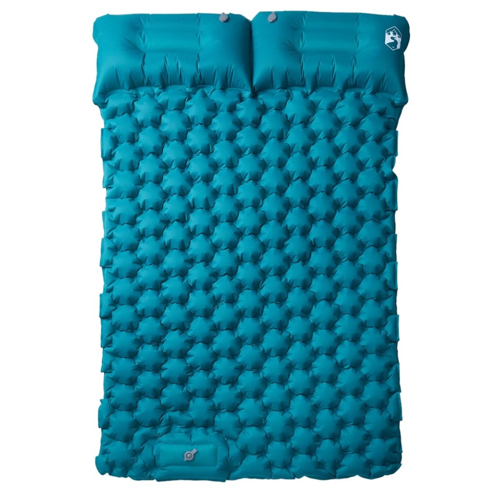 vidaXL Saltea de camping auto-gonflabilă cu perne, 2 persoane albastru