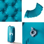 vidaXL Saltea de camping auto-gonflabilă cu perne, 2 persoane albastru