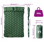 vidaXL Saltea de camping auto-gonflabilă, cu perne, 2 persoane, verde vidaXL Saltea de camping auto-gonflabilă, cu perne, 2 persoane, verde