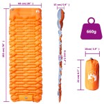 vidaXL Saltea camping auto-gonflabilă cu pernă, 1 persoană, portocaliu vidaXL Saltea camping auto-gonflabilă cu pernă, 1 persoană, portocaliu
