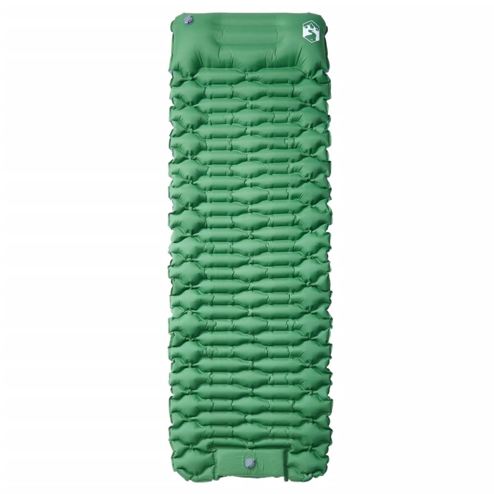 vidaXL Saltea camping auto-gonflabilă, cu pernă, 1 persoană, verde