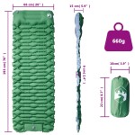 vidaXL Saltea camping auto-gonflabilă, cu pernă, 1 persoană, verde vidaXL Saltea camping auto-gonflabilă, cu pernă, 1 persoană, verde