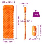 vidaXL Saltea camping gonflabilă cu pernă, 1 persoană, portocaliu