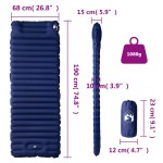 vidaXL Saltea de camping auto-gonflabilă cu pernă 1 persoană bleumarin