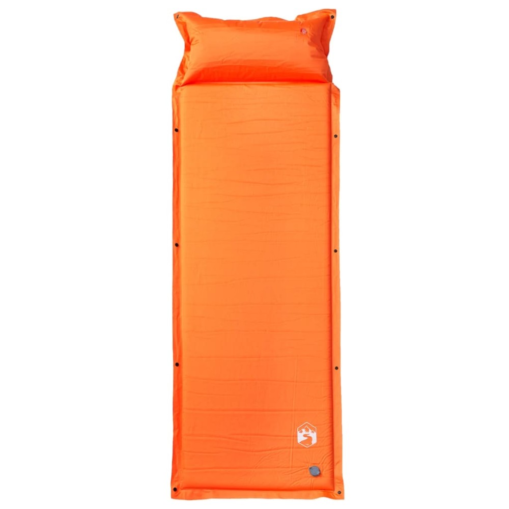 vidaXL Saltea camping auto-gonflabilă cu pernă, 1 persoană, portocaliu