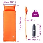 vidaXL Saltea camping auto-gonflabilă cu pernă, 1 persoană, portocaliu vidaXL Saltea camping auto-gonflabilă cu pernă, 1 persoană, portocaliu