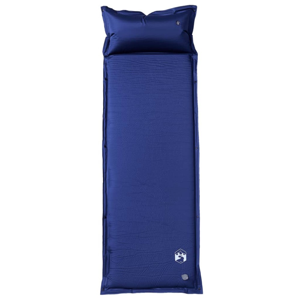 vidaXL Saltea de camping auto-gonflabilă cu pernă 1 persoană bleumarin