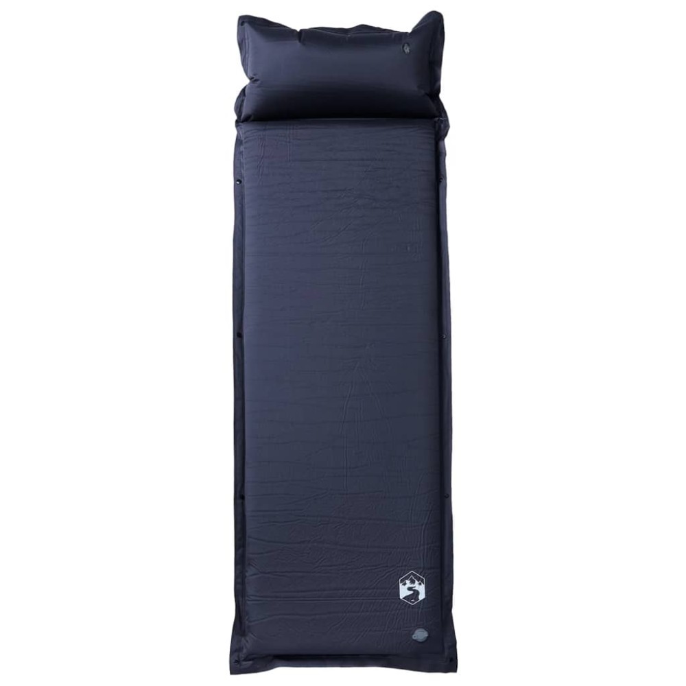 vidaXL Saltea de camping auto-gonflabilă, cu pernă, 1 persoană, gri