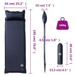 vidaXL Saltea de camping auto-gonflabilă, cu pernă, 1 persoană, gri