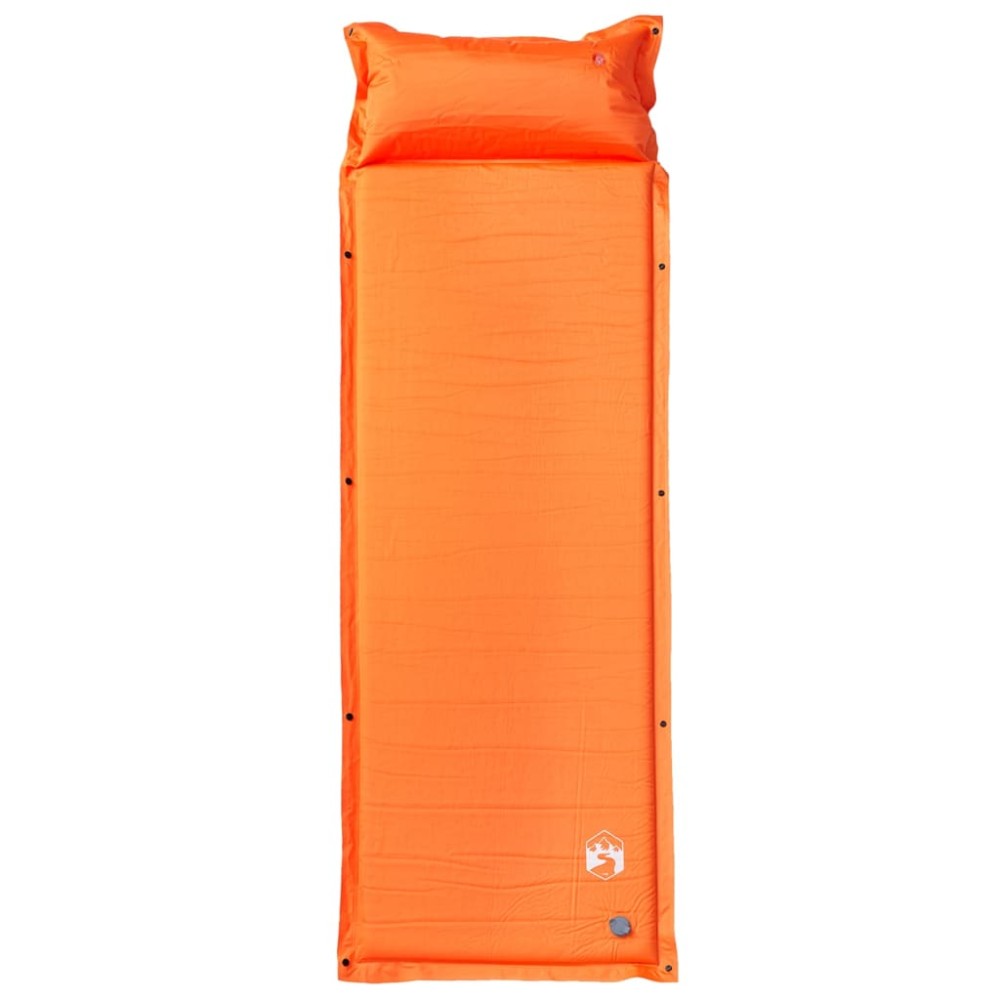 vidaXL Saltea camping auto-gonflabilă cu pernă, 1 persoană, portocaliu