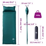 vidaXL Saltea camping auto-gonflabilă, cu pernă, 1 persoană, verde vidaXL Saltea camping auto-gonflabilă, cu pernă, 1 persoană, verde