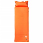 vidaXL Saltea camping auto-gonflabilă cu pernă, 1 persoană, portocaliu