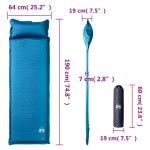 vidaXL Saltea de camping gonflabilă cu pernă, 1 persoană, turcoaz vidaXL Saltea de camping gonflabilă cu pernă, 1 persoană, turcoaz