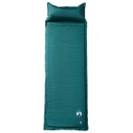 vidaXL Saltea camping auto-gonflabilă, cu pernă, 1 persoană, verde