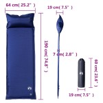 vidaXL Saltea de camping auto-gonflabilă cu pernă 1 persoană bleumarin vidaXL Saltea de camping auto-gonflabilă cu pernă 1 persoană bleumarin