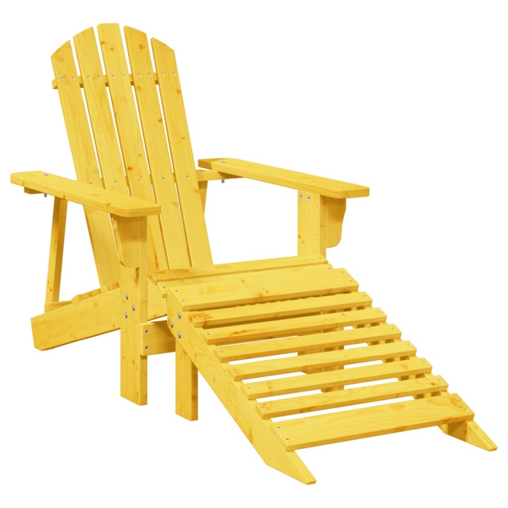 vidaXL Scaun Adirondack cu taburet, galben, lemn masiv de brad