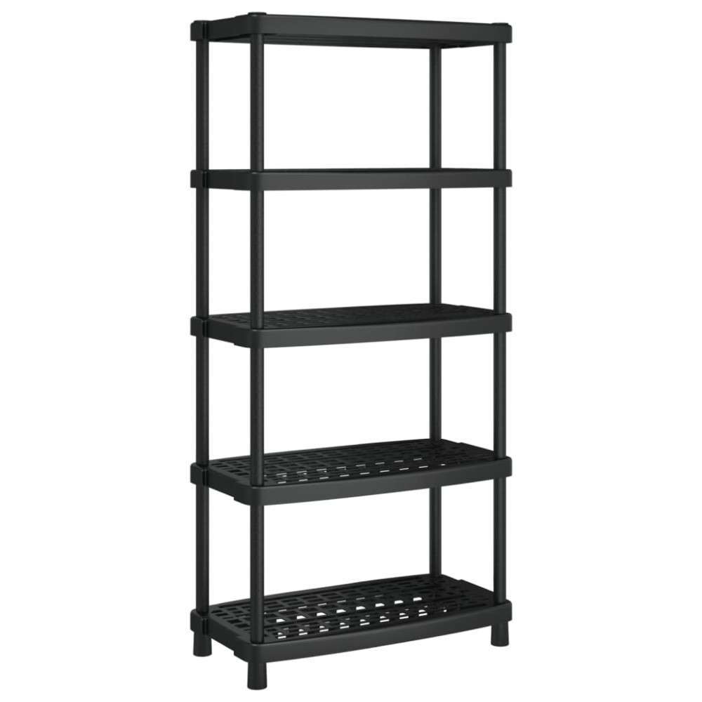 vidaXL Raft depozitare cu 5 polițe, negru, 93,5x45,5x194,5 cm, PP