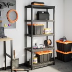 vidaXL Raft depozitare cu 5 polițe, negru, 93,5x45,5x194,5 cm, PP vidaXL Raft depozitare cu 5 polițe, negru, 93,5x45,5x194,5 cm, PP