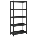 vidaXL Raft depozitare cu 5 polițe, negru, 93,5x45,5x194,5 cm, PP vidaXL Raft depozitare cu 5 polițe, negru, 93,5x45,5x194,5 cm, PP