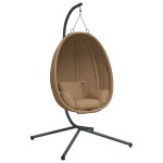 vidaXL Scaun suspendat tip ou, cu suport, taupe, țesătură și oțel vidaXL Scaun suspendat tip ou, cu suport, taupe, țesătură și oțel