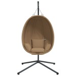 vidaXL Scaun suspendat tip ou, cu suport, taupe, țesătură și oțel vidaXL Scaun suspendat tip ou, cu suport, taupe, țesătură și oțel