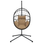 vidaXL Scaun suspendat tip ou, cu suport, taupe, ratan și oțel vidaXL Scaun suspendat tip ou, cu suport, taupe, ratan și oțel