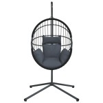 vidaXL Scaun suspendat tip ou, cu suport, antracit, ratan și oțel