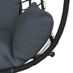 vidaXL Scaun suspendat tip ou, cu suport, antracit, ratan și oțel vidaXL Scaun suspendat tip ou, cu suport, antracit, ratan și oțel