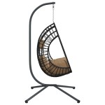 vidaXL Scaun suspendat tip ou, cu suport, taupe, ratan și oțel vidaXL Scaun suspendat tip ou, cu suport, taupe, ratan și oțel