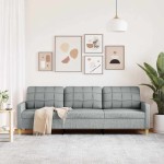 vidaXL Canapea cu 3 locuri, gri deschis, 210 cm, material textil