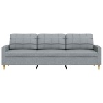 vidaXL Canapea cu 3 locuri, gri deschis, 210 cm, material textil