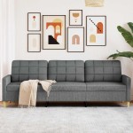 vidaXL Canapea cu 3 locuri, gri închis, 210 cm, material textil vidaXL Canapea cu 3 locuri, gri închis, 210 cm, material textil