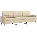vidaXL Canapea cu 3 locuri, crem, 210 cm, material textil vidaXL Canapea cu 3 locuri, crem, 210 cm, material textil
