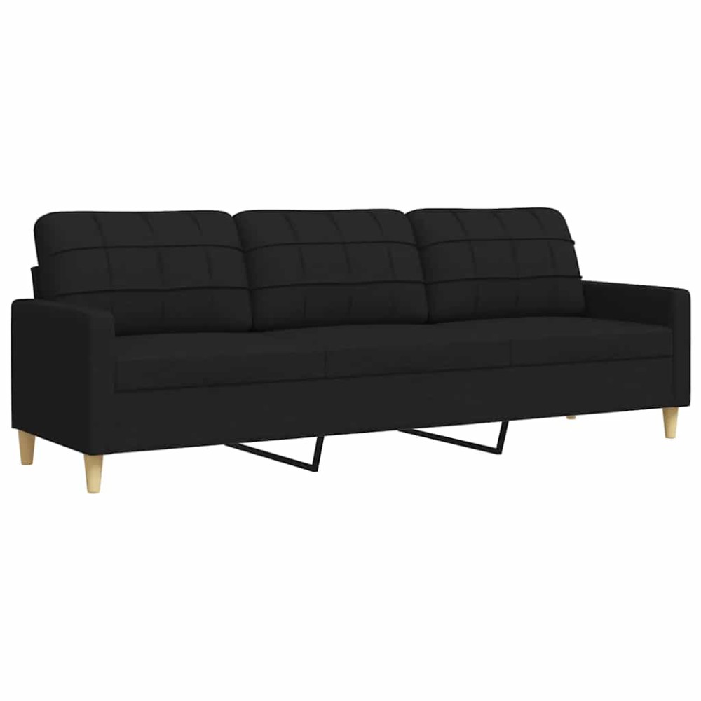 vidaXL Canapea cu 3 locuri, negru, 210 cm, material textil